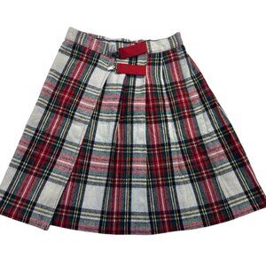 Vtg Tartan School Girl Skirt Pleated Red Green White Plaid Academia Girl's 12